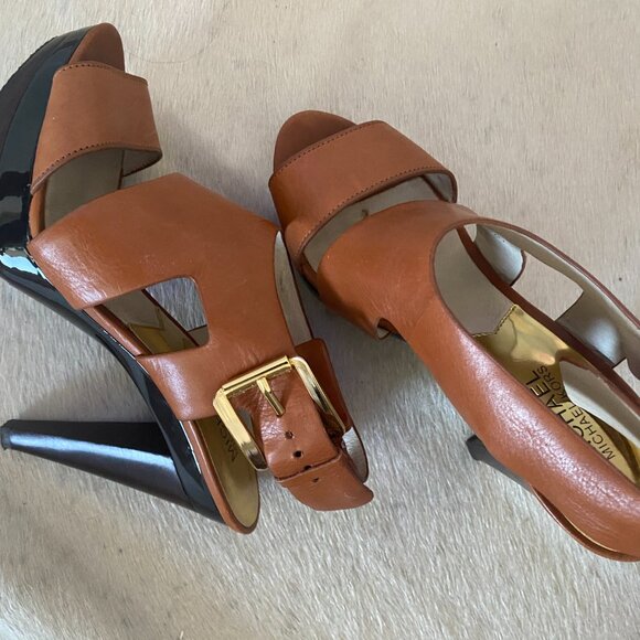 Michael Kors Carla Cognac Brown Platform Heels - Picture 5 of 7